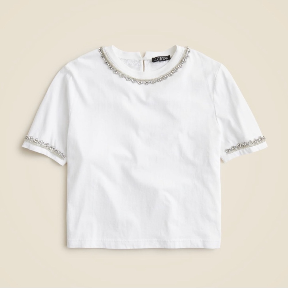 J.Crew White Top with Silver Accents